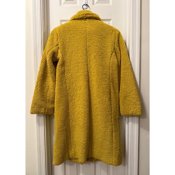 LOFT Teddy Coat Long Women M Medium Yellow - Picture 2 of 7